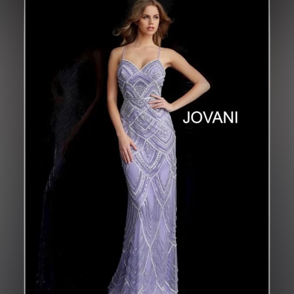 Jovani Lavender Beaded Evening Gown